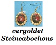 handgemachte vergoldete Steincabochon Ohrringe