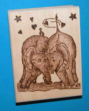 Zettelbox mit 2 verliebten Elefanten