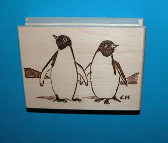 Zettelbox mit 2 Pinguine